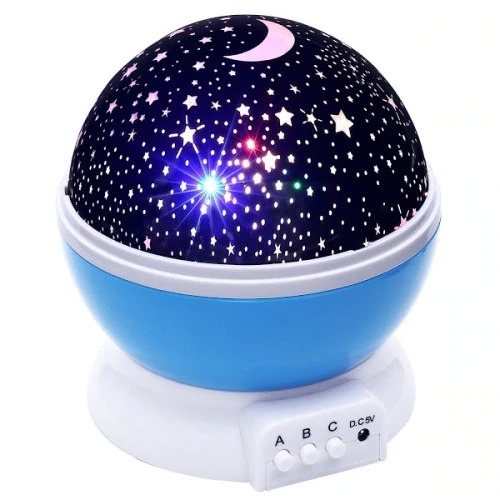 Star Master ALBASTRU GLOB 360 Lampa de Veghe cu Proiector Rotativ Stele